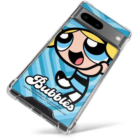 Cartoon Network Powerpuff Girls Bubbles Blue Hearts Google Pixel 8 Clear Case